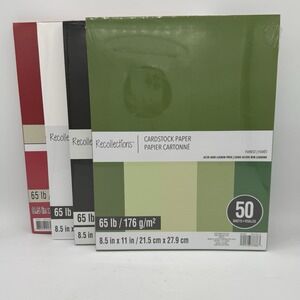 Recollections card stock paper Lot of 4 WHITE,BLACK,RED,FOREST 50 Sheets‎ Each
